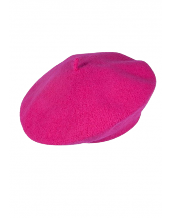 Unisex plain basque beret acrylic cap pink